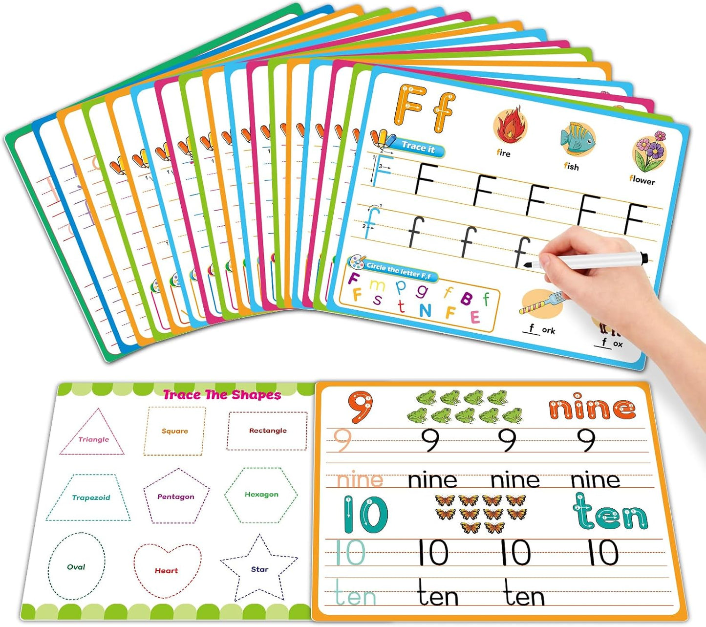 Alphabet Number Shapes Flash Cards,Handwriting Practice Writing Tracing Phonics Preschool Kindergarten Toddler Learning Activities Homeschool Classroom Autism Educational Toys ABC Letter