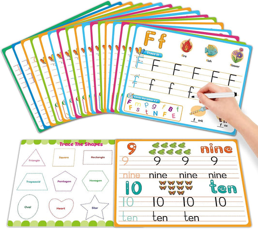 Alphabet Number Shapes Flash Cards,Handwriting Practice Writing Tracing Phonics Preschool Kindergarten Toddler Learning Activities Homeschool Classroom Autism Educational Toys ABC Letter