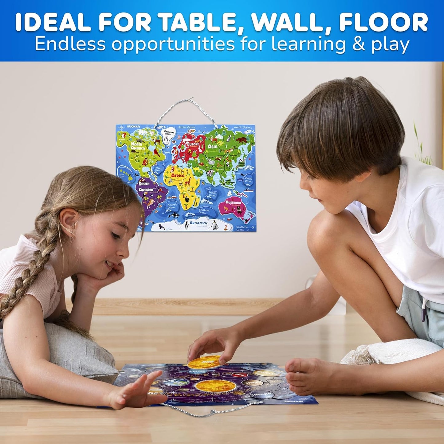 QUOKKA Puzzles for Kids Ages 4-6 - Realistic USA Map Wooden Puzzles for Toddlers 3-5 - Montessori Wood Educational Toys for 2-4 Years Old - United States Geography Learning Games for Kids 6-8