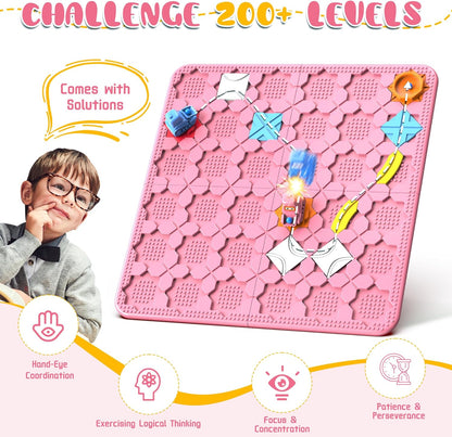 STEM Logic Road Builder Toys: Board Games Toys for 5 Year Old Kids, Montessori Brain Teaser Puzzles Educational Learning Activities Toy for Kid Ages 3 4 6-8 12 Boys Girls Gifts (Orange 32PCS)