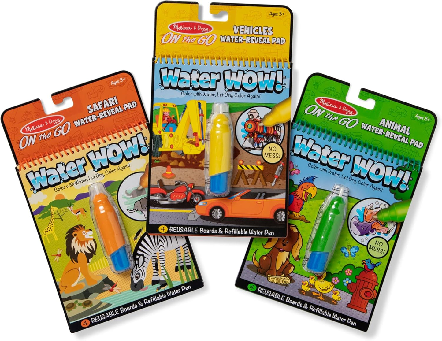 Melissa & Doug Water Wow! Reusable Water-Reveal Activity Pad 2-Pack - Vehicles, Animals Travel Toys, Party Favors, Mess Free Coloring Books for Kids Ages 3+ - FSC Certified