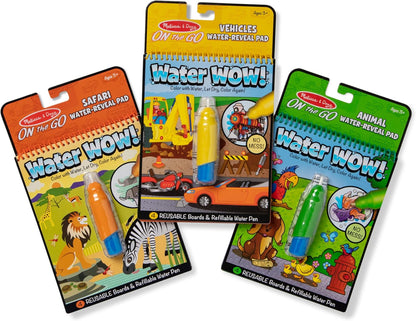 Melissa & Doug Water Wow! Reusable Water-Reveal Activity Pad 2-Pack - Vehicles, Animals Travel Toys, Party Favors, Mess Free Coloring Books for Kids Ages 3+ - FSC Certified
