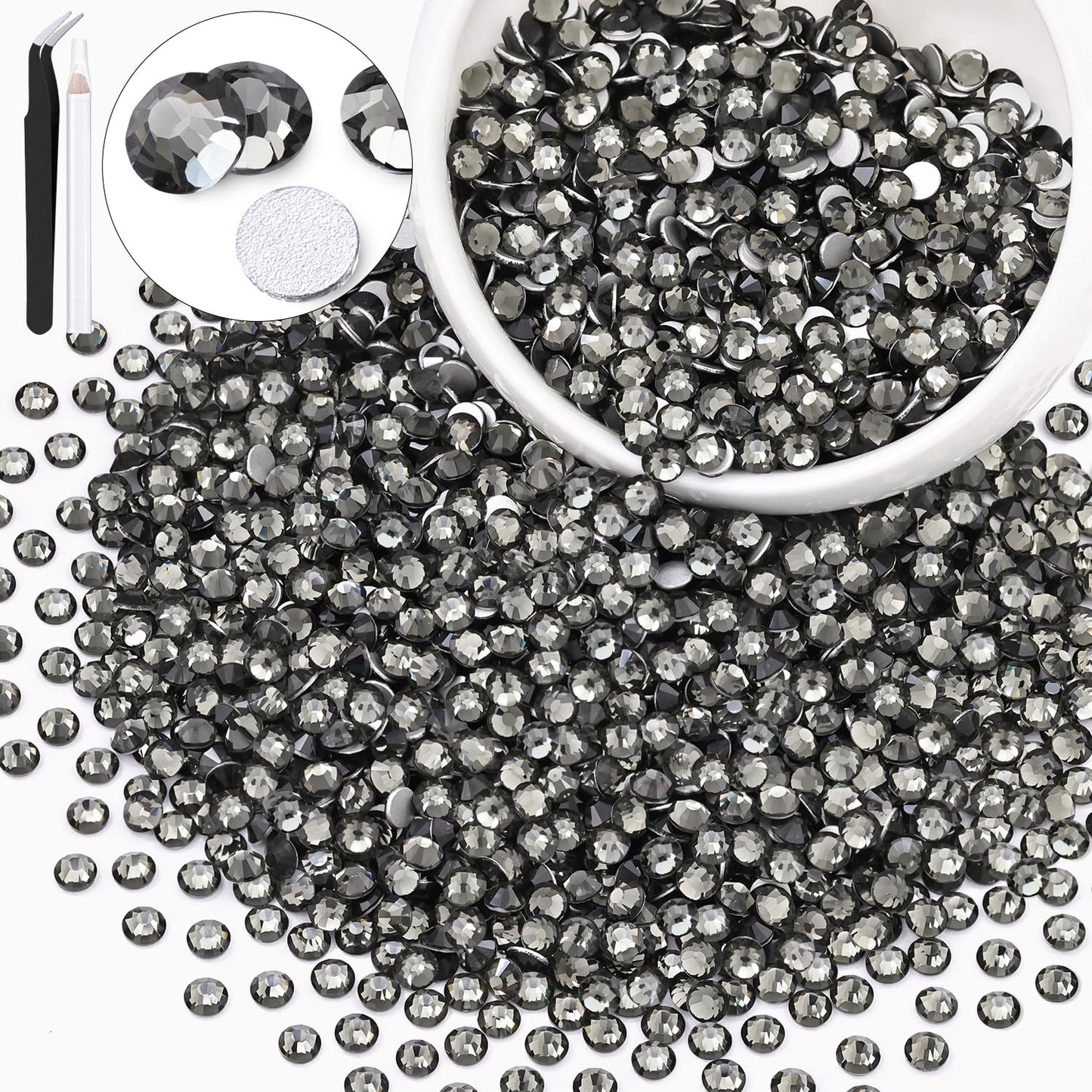5000PCS SS6/2mm Glass Crystal Rhinestones (Clear), Bedazzling Flatback Rhinestones for Crafting DIY Crafts Nail Art Makeup Decoration, Gems Diamond Charms for Tumbler Shoes Clothing Mug