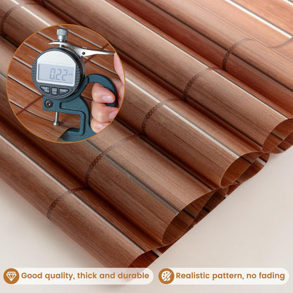 DKTIE Wooden Blinds Pattern Decorative Window Privacy Film, Sun Blocking Heat Control, Static Cling No Glue, with Installation Tools, Stained Glass Window Film (S531, 17.7" x 78.7")