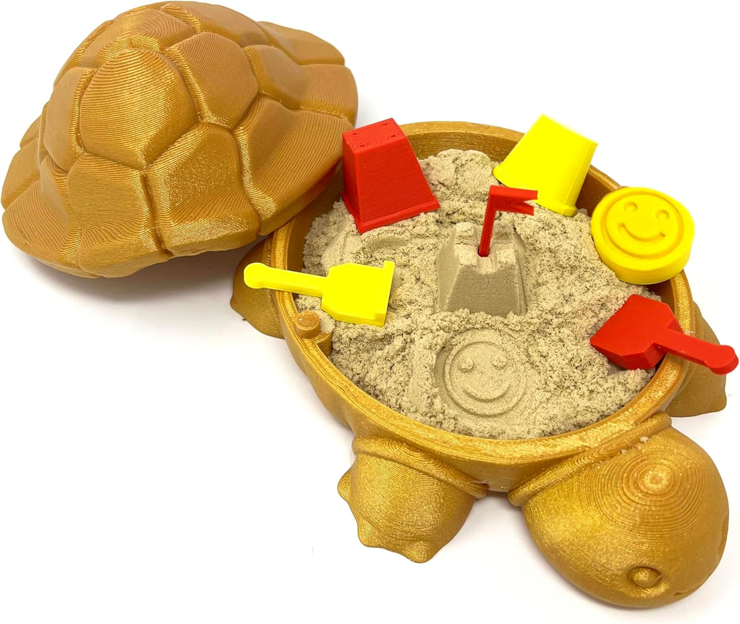 Munnygrubbbers - Mini Desktop Turtle Sand Box - 6 x 6 in - Stress Relief - Includes Soft Moldable Play Sand and Mini Tool Accessories - Novelty Gift - Desktop Decor - Zen Garden - (Lavender)