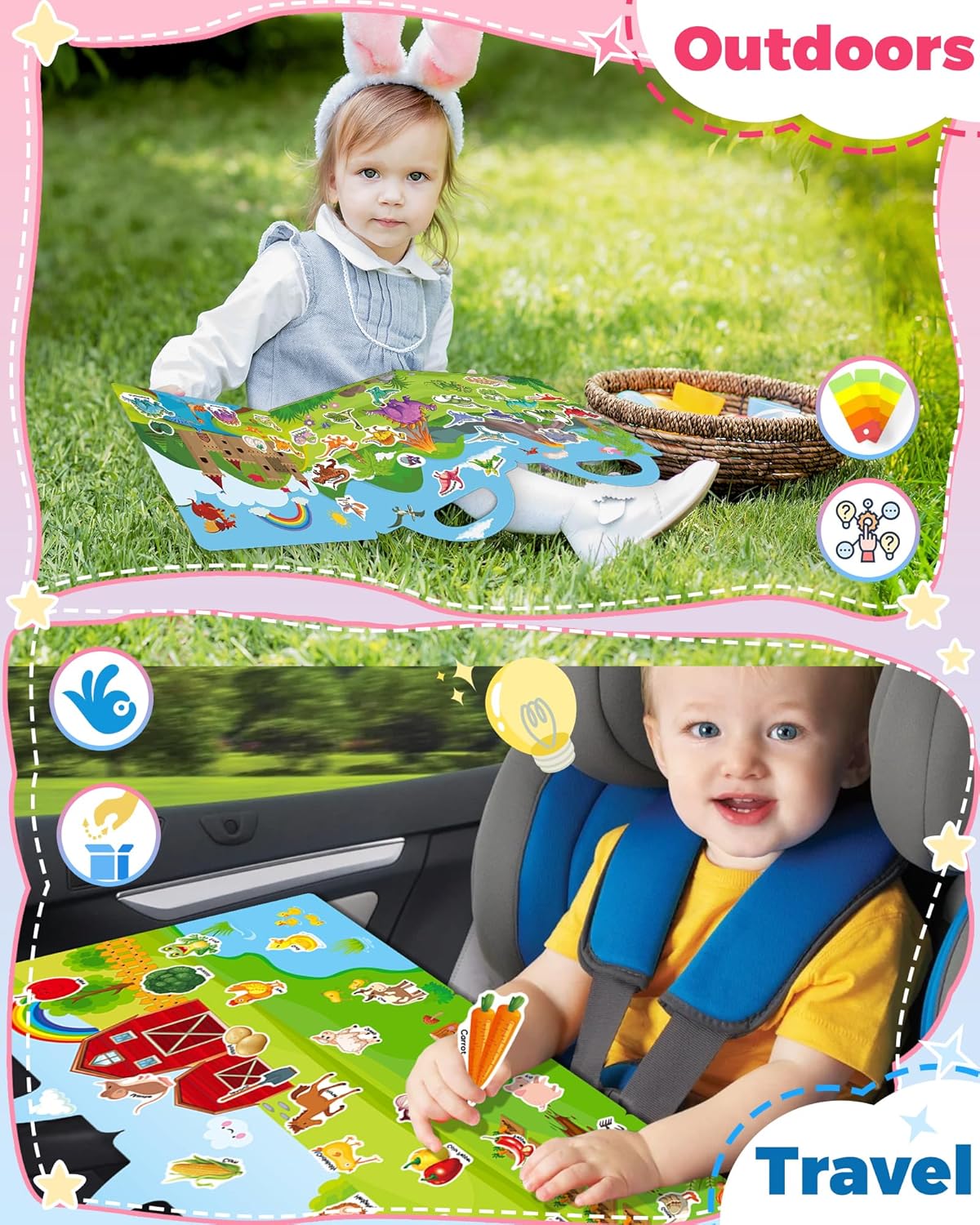 Halloween Sticker Books for Kids, Reusable Sticker Books for Toddlers, Halloween Travel Toys Acticities Crafts Birthday Gifts for Boys Girls Kids
