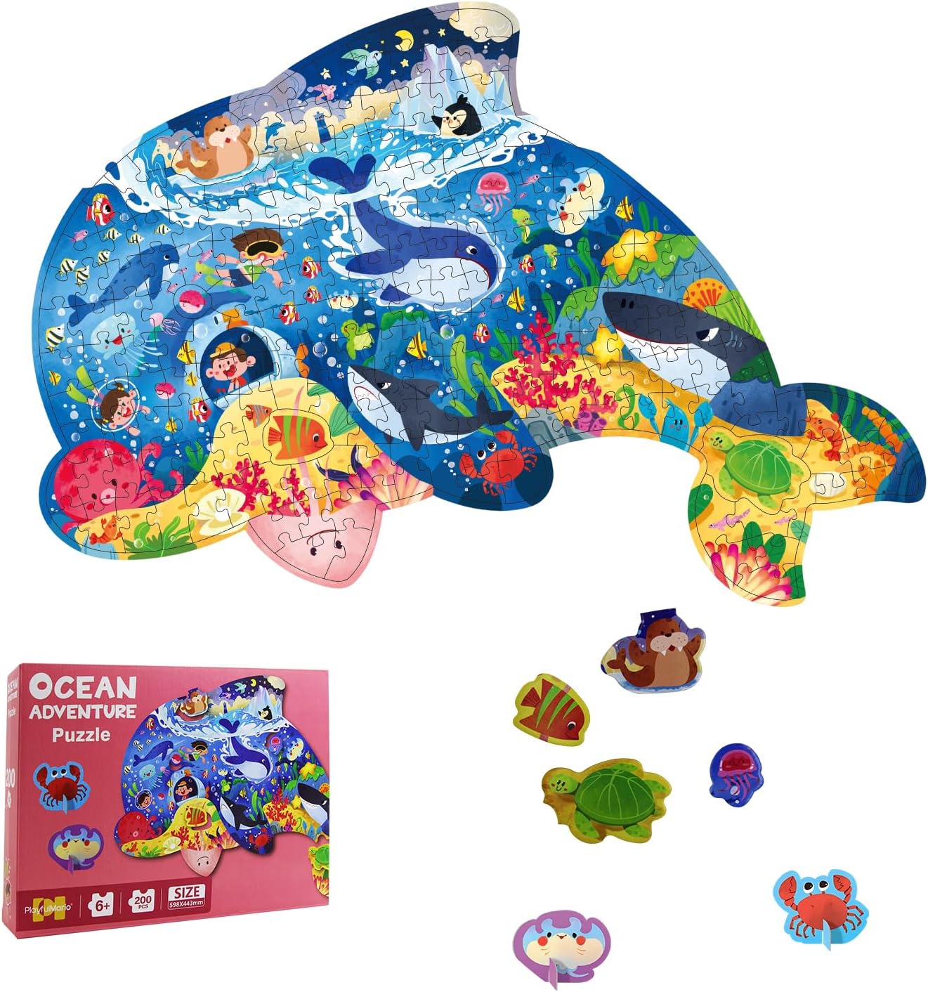 Dinosaur Puzzles for Kids Ages 6-8 Years Old 295 Piece Jigsaw Puzzles Unique Animal Shape Floor Puzzle Ages 8-10 Learning Educational Toys Birthday Gift for Boys Girls Ages 10-12
