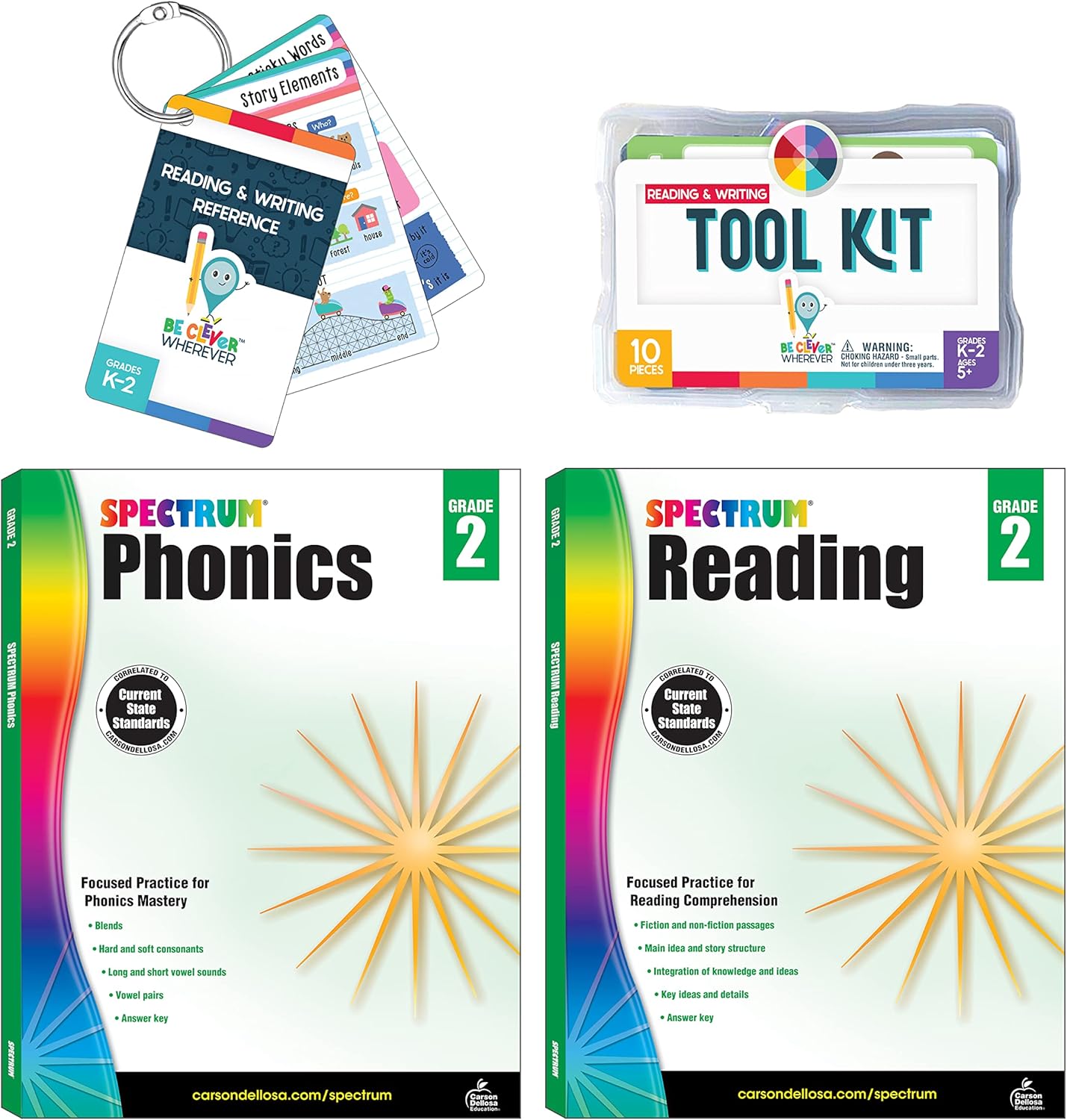 Carson Dellosa 531pc K-2 Literacy Bundle, Kindergarten, 1st Grade, 2nd Grade Phonics Posters, Bulletin Board Sets, Instructional Resources, Dry-Erase Manipulatives, Big Box of Sentence Building Game
