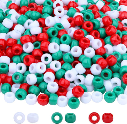 Red Pony Beads 1000Pcs 9mm Pony Beads Bulk Red Perler Beads for Friendship Bracelets Kandi Beads Hair Beads for Braids Beads for Crafts