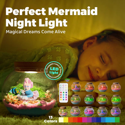 JOYEEMAX Unicorn Light-Up Terrarium Kit for Kids - LED Night Light Birthday Gift for Girls Ages 4 5 6 7 8-12 Year Old - Unicorn Toys for Girls - DIY Arts and Crafts Kit for Kids