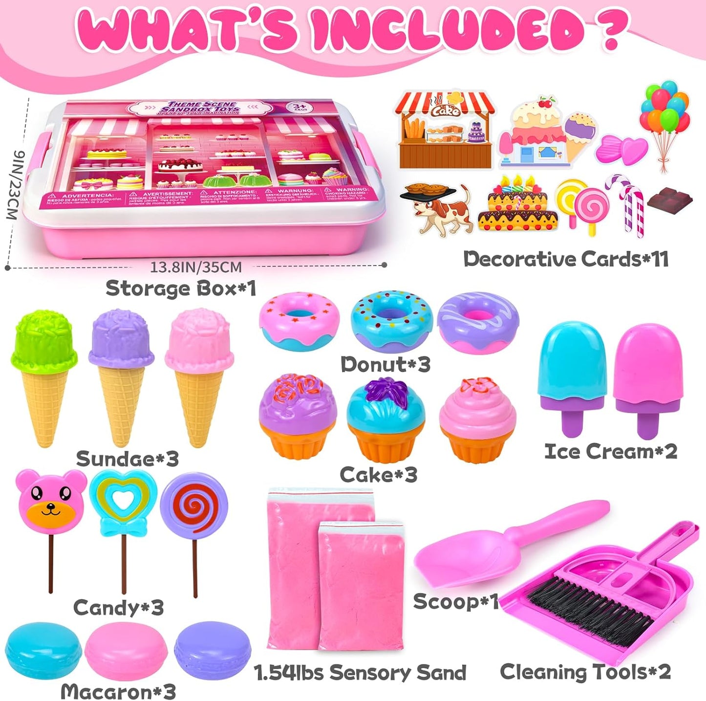 Bloolilies Sensory Bin, 59 Pcs Farm Sensory Sand Box Kits with Sandbox & Farm Animals & Tractor Playset, Play Sand Art Kit Magic Sand Toys for Boys Girls Toddlers Birthday Gift for Kids