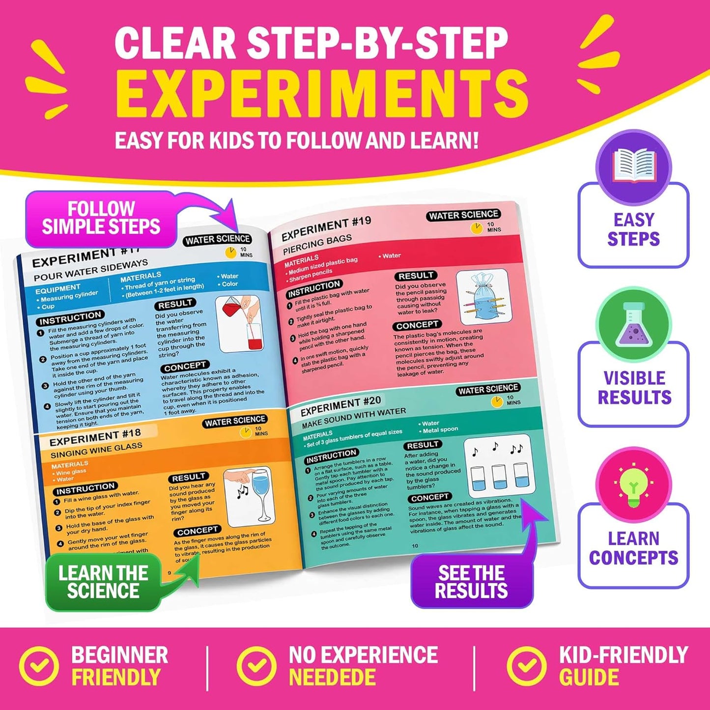 Jim&Gloria Science Kits for Kids Age 5-7 8-12 Year Old Birthday Gifts for Girls Boys, Learning & Educational Toys, Stem Toys, Chemistry Set, Science Experiments for Kids Volcano Projects
