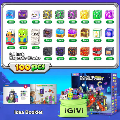 Magnetic Blocks - Build Mine 3D Magworld Forest Lava Set, STEM Magnetic Building Blocks for Kids Ages 4-6 6-8 8-12, Educational Sensory Toys for Toddlers, Birthday Gifts for 3+ Years Old Boys & Girls