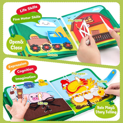 JoyCat Ocean Busy Book for Toddlers 1-3 - Travel Toy Activity Book for 1 2 3 Year Old Boys Girls, Educational Travel Toy with Sea Animals & Life Skills, Easter Basket Stuffers Kid, Autism Sensory Toys