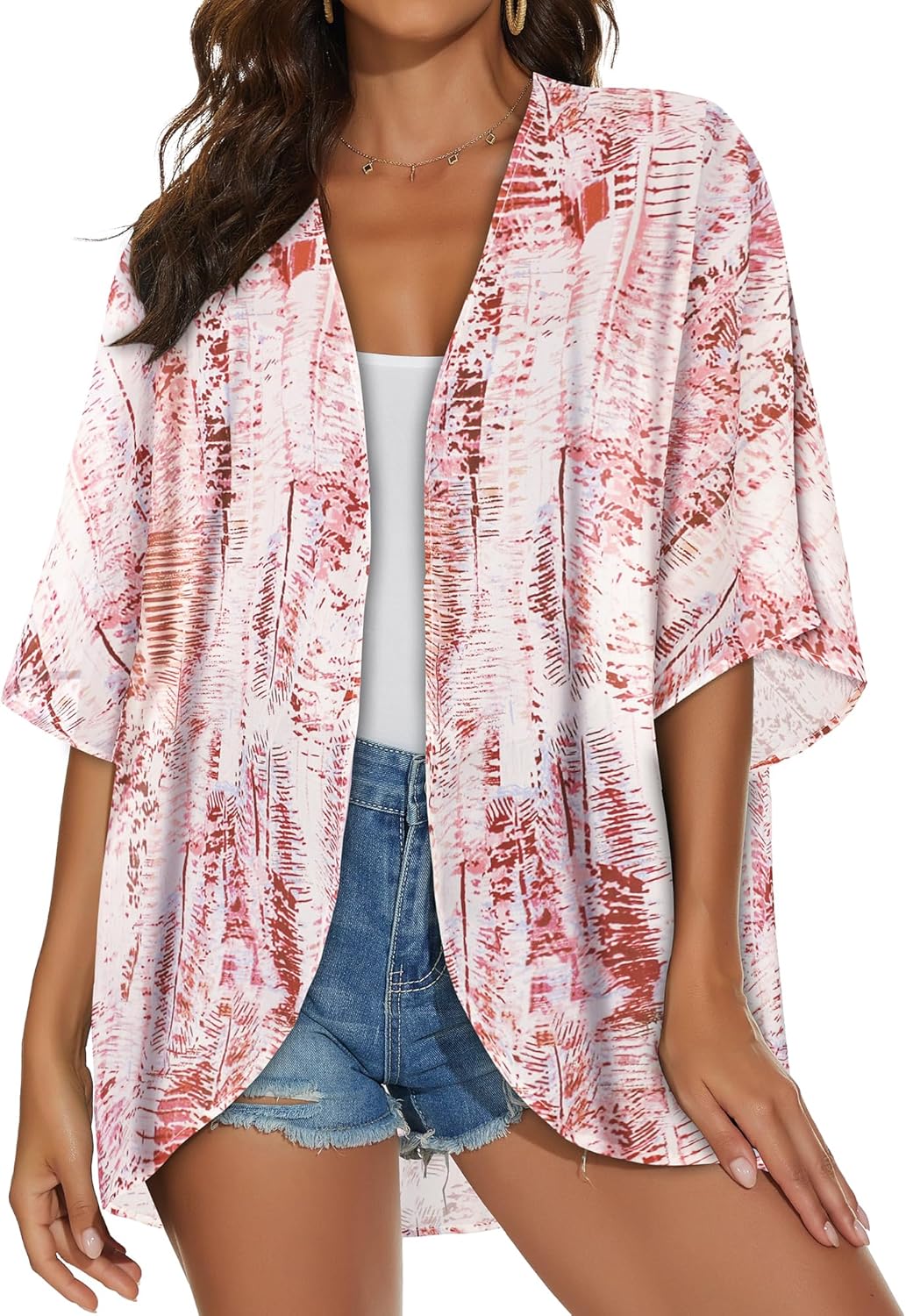 Womens Kimono Cardigans Beach Cover ups Swimwear Puff Sleeve Loose Casual Summer Tops 2026