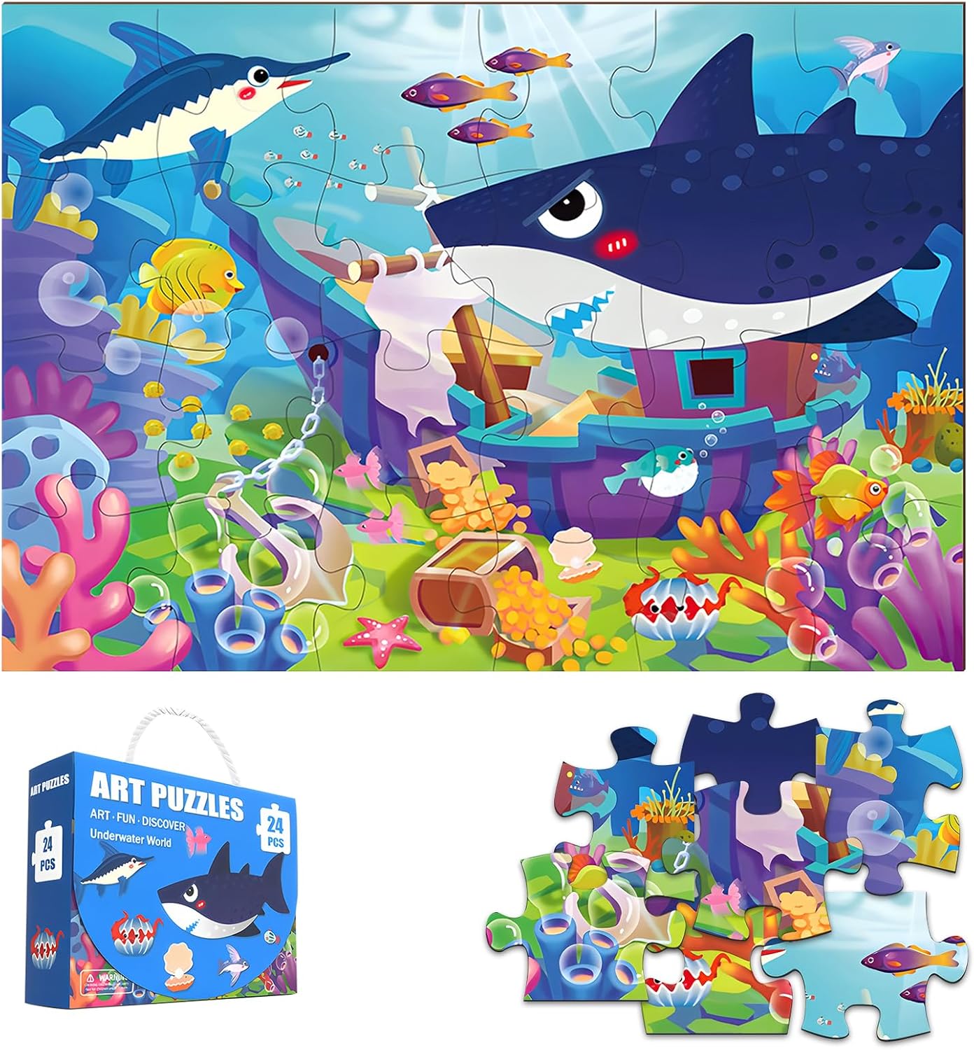 Jumbo Floor Puzzle for Kids, Large Jigsaw Puzzles 24 Piece for Kids Ages 3-5,Preschool Learning & Education Toys, Gifts for 4-8 Year Old Boys and Girls (Jungle Animals)