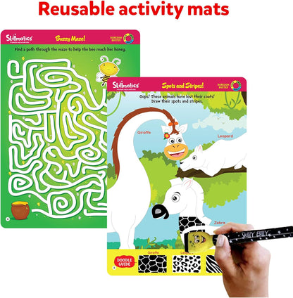 Skillmatics Educational Game - Dots & Mazes, Reusable Activity Mats with Dry Erase Marker, Gifts, Travel Toy, Ages 3 to 6