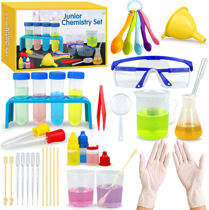 33PCS Lab Science Experiments for Girls and Boys Learning Kits for Junior Chemistry Beakers and Test Tubes Fun Experiments for Students Activities Science Project Classroom Gift for Curious Minds