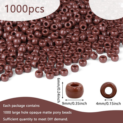 Red Pony Beads 1000Pcs 9mm Pony Beads Bulk Red Perler Beads for Friendship Bracelets Kandi Beads Hair Beads for Braids Beads for Crafts