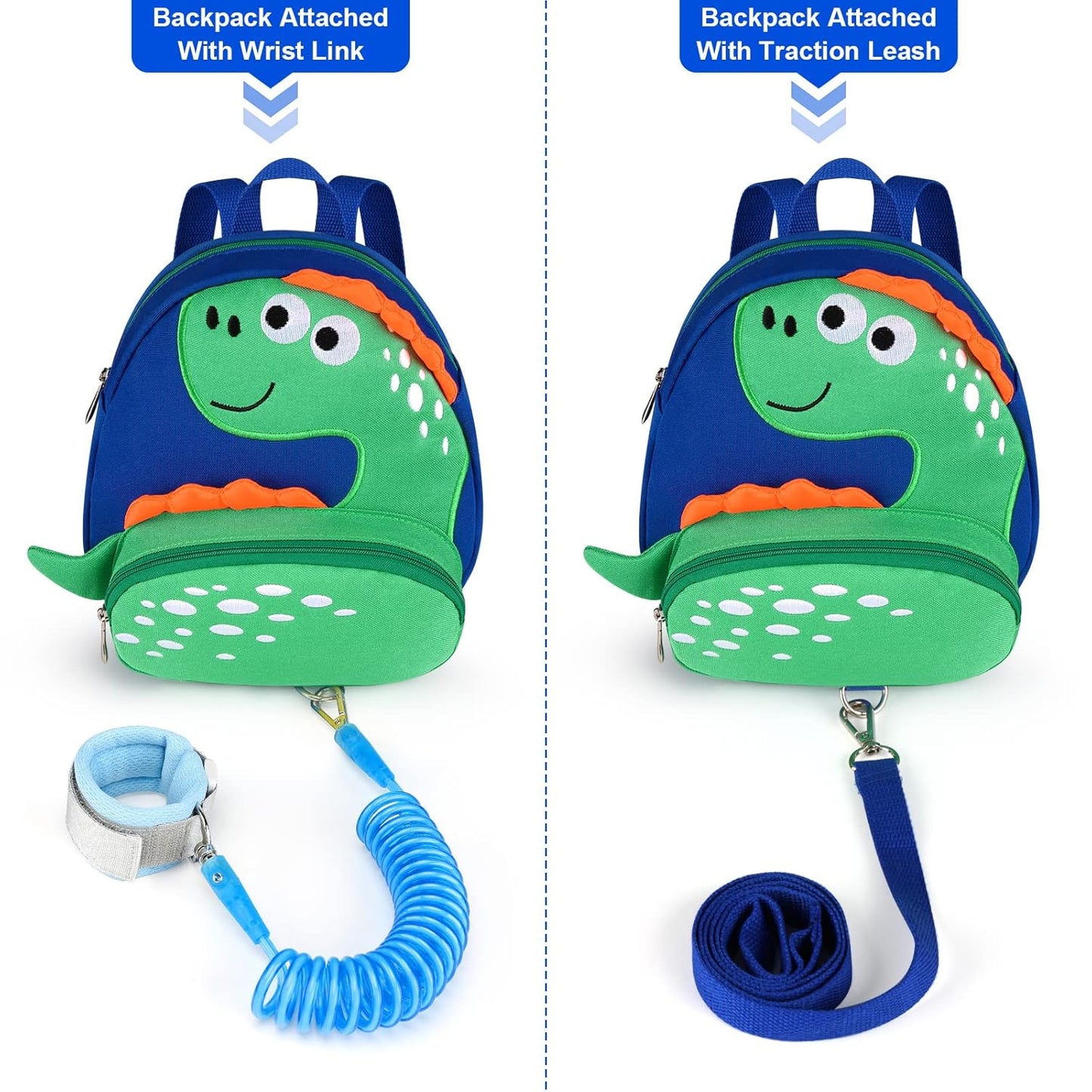 Accmor Toddler Harness Backpack Leash, Cute Dinosaur Backpacks with Anti Lost Wrist Link, Cute Mini Child Backpack Wristband Tether Strap and Protection Leashes for Boys Girls Aged 1-3 Years