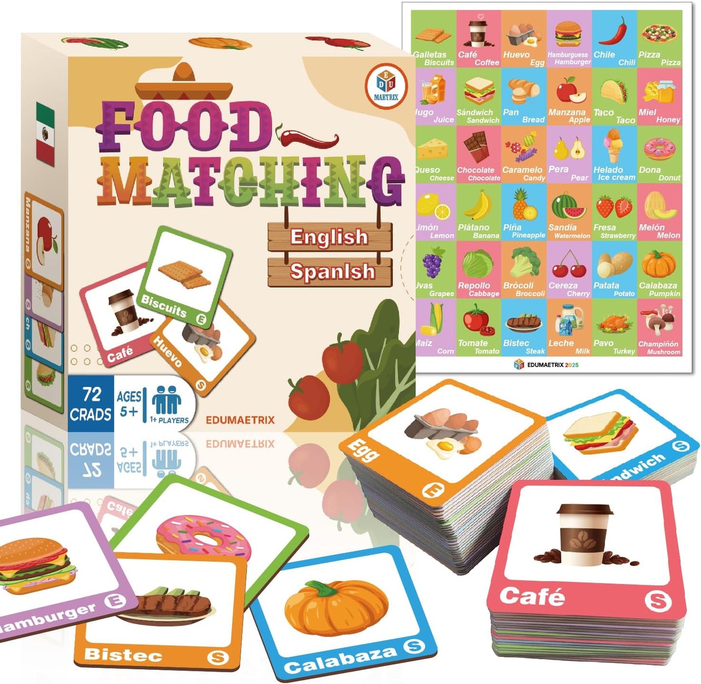 72 (36 Pairs) Bible Trivia Memory Matching Game with Poster and Online Trivia Language Learning Games for ESL and Language Immersion