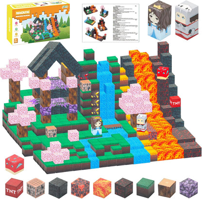 Mini Magnetic Tiles,78PCS Travel Magnetic Tiles Set with Iron Box,Portable Building Blocks for Kids Ages 3+,Car Airplane Travel Essentials Kids Toy,Creative STEM Toys Birthday Gift for Boys & Girls