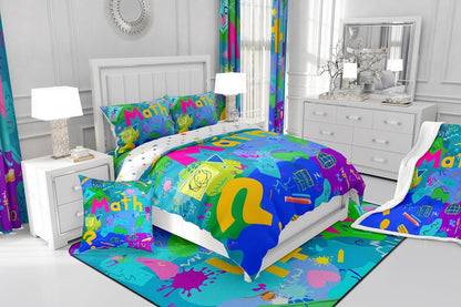 Erosebridal Chemistry Bedding Set Chemical Equation Comforter Cover for Kids Boys,Science Students Duvet Cover Test Tube Microscope Chemical Equipment Bed Set Full,Science Educational Dorm Room Decor