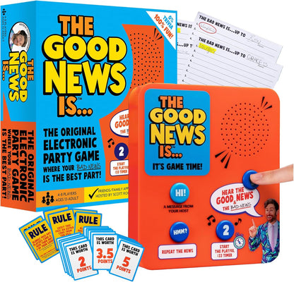 ALL THINGS EQUAL The Good News is Board Game, Electronic Family Party Game for Kids & Adults, Funny Fill-in-the-Blank Activity, Conversation Starter Card Set for Family Night, Teen and Adult Parties