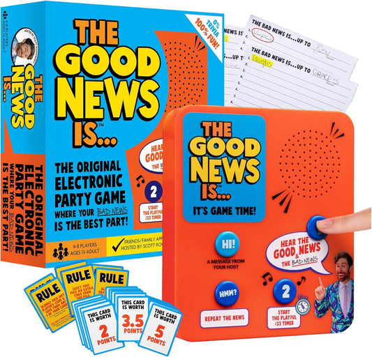 ALL THINGS EQUAL The Good News is Board Game, Electronic Family Party Game for Kids & Adults, Funny Fill-in-the-Blank Activity, Conversation Starter Card Set for Family Night, Teen and Adult Parties