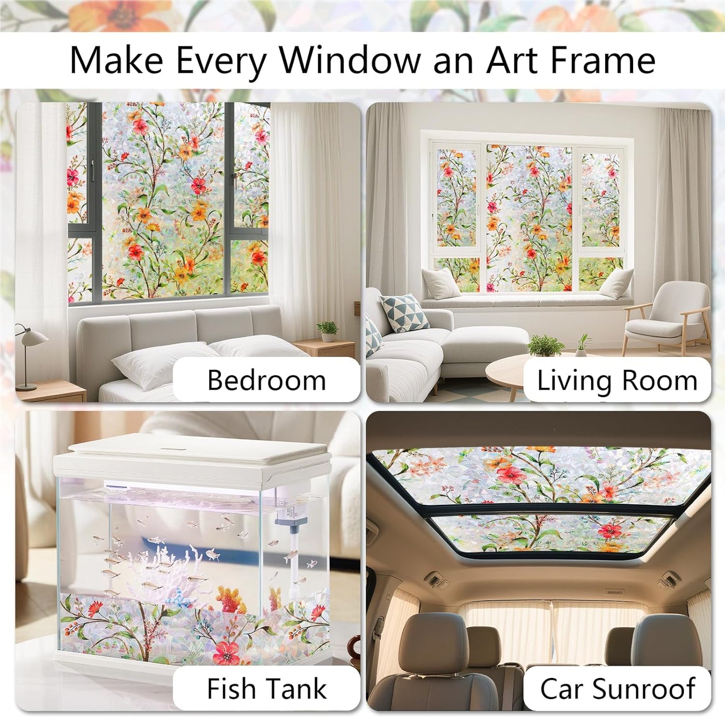 LEMON CLOUD Window Film, Decorative Window Privacy Film, Window Film Privacy Static Cling Frosted, Anti-UV Sun Blocker Heat Control for Home(Grayish Black, 17.5 x 78.7 inches)