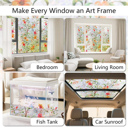 LEMON CLOUD Window Film, Decorative Window Privacy Film, Window Film Privacy Static Cling Frosted, Anti-UV Sun Blocker Heat Control for Home(Grayish Black, 17.5 x 78.7 inches)