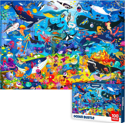 QUOKKA 100 Piece Puzzles for Kids Ages 4-6 – Floor Kids Puzzles Ages 6-8 Year Old – Toy for Learning Forest Animals for 8-10 yo – Jigsaw Toddler Game for Boy and Girl 3-5