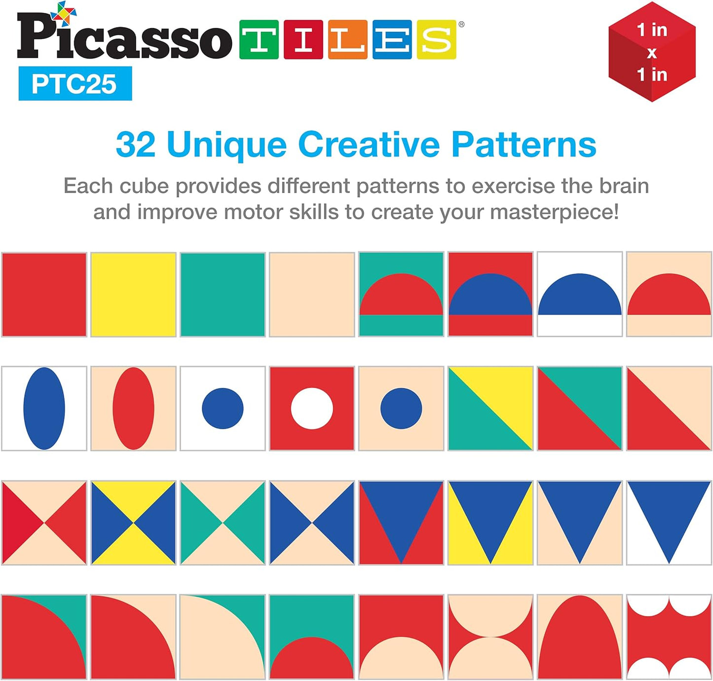 PicassoTiles Infinite Magnetic Puzzle Magic Cube Easy-Connect Brain Teaser Toy Set Magnet Pattern Block Matching Toys Free Ideabook 150+ Inspirations STEM Learning Kids Boys&Girls Age3+ PTC25