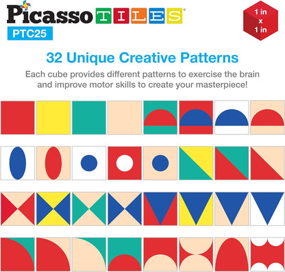 PicassoTiles Infinite Magnetic Puzzle Magic Cube Easy-Connect Brain Teaser Toy Set Magnet Pattern Block Matching Toys Free Ideabook 150+ Inspirations STEM Learning Kids Boys&Girls Age3+ PTC25