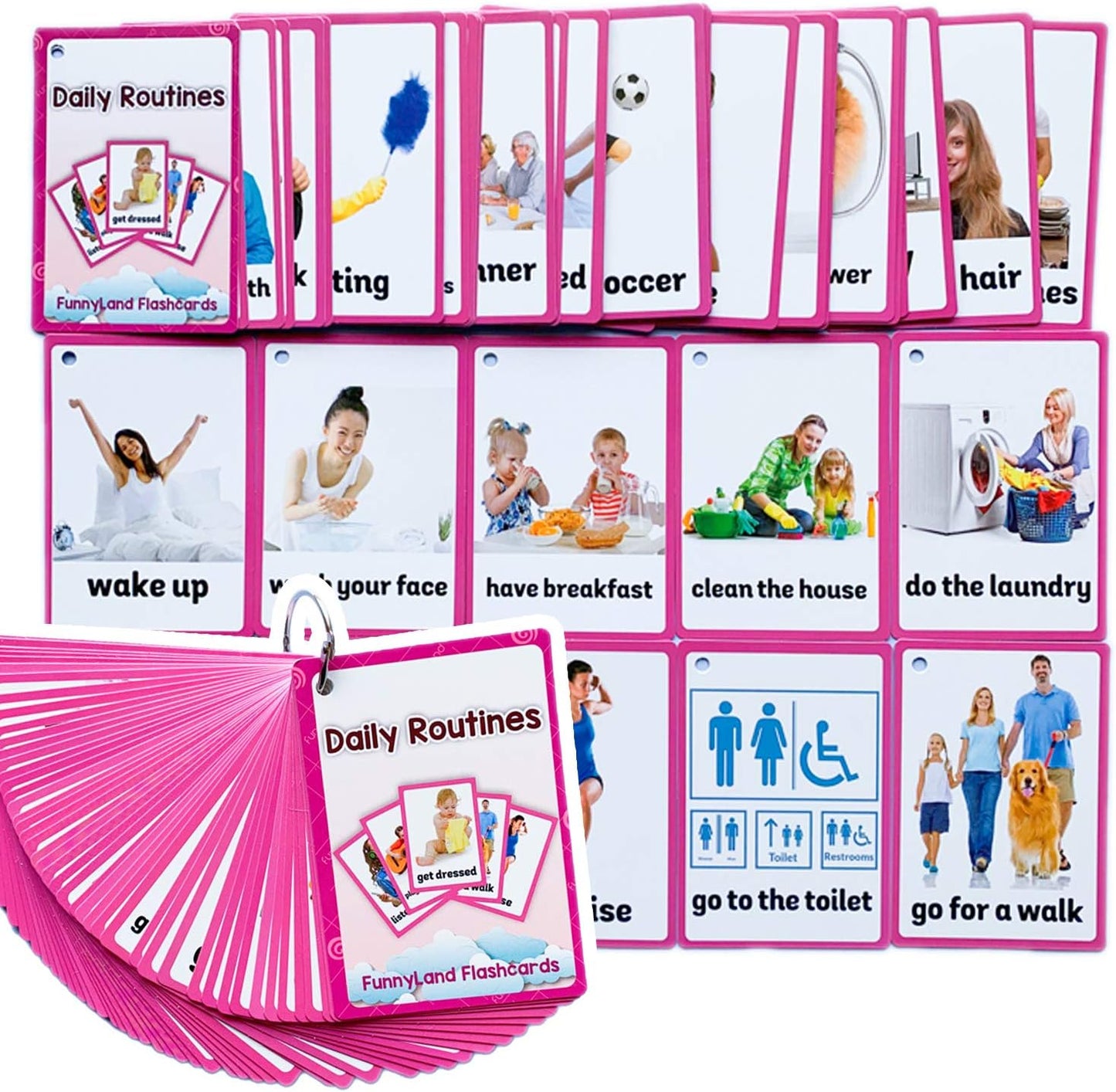 45PCS/Set Daily Routines Kids Gifts English Flash Cards Pocket Card Educational Learning Baby Toys for Children Pre-Kindergarten