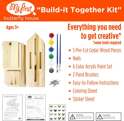 Nature's Way My First Butterfly House DIY Art Craft Kit - Creative Wooden Building & Painting STEM Gift for Kids and Adults