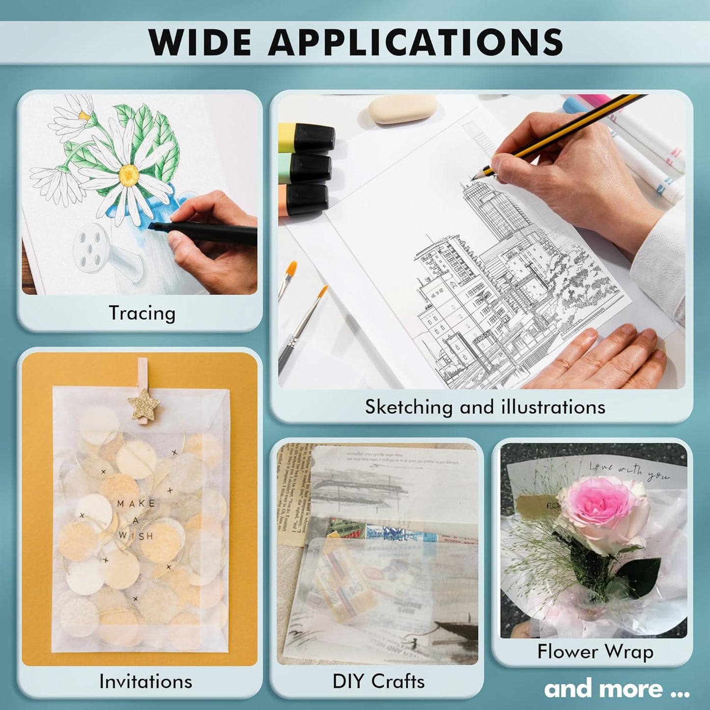 Koala 110 Sheets Tracing Paper 8.5x11 inch White Translucent Paper for Tracing, 32lb/50gsm for Trace Images, Sketch, Drawing, Overlays