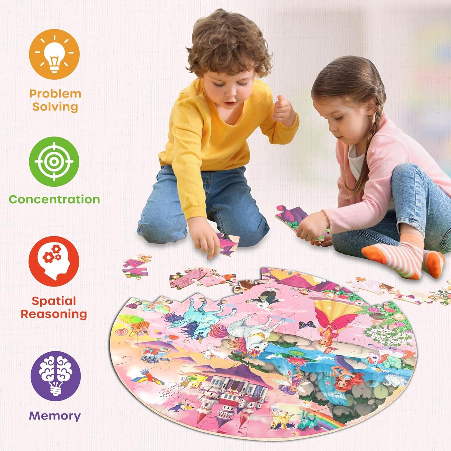 SYNARRY Solar System Floor Puzzles for Kids Ages 4-8, Large 70 Piece Jigsaw Puzzles for Kids Ages 4-6, Space Planet Astronaut Toys Puzzles, Preschool Learning Toys, Easter Basket Stuffers for Boy Girl