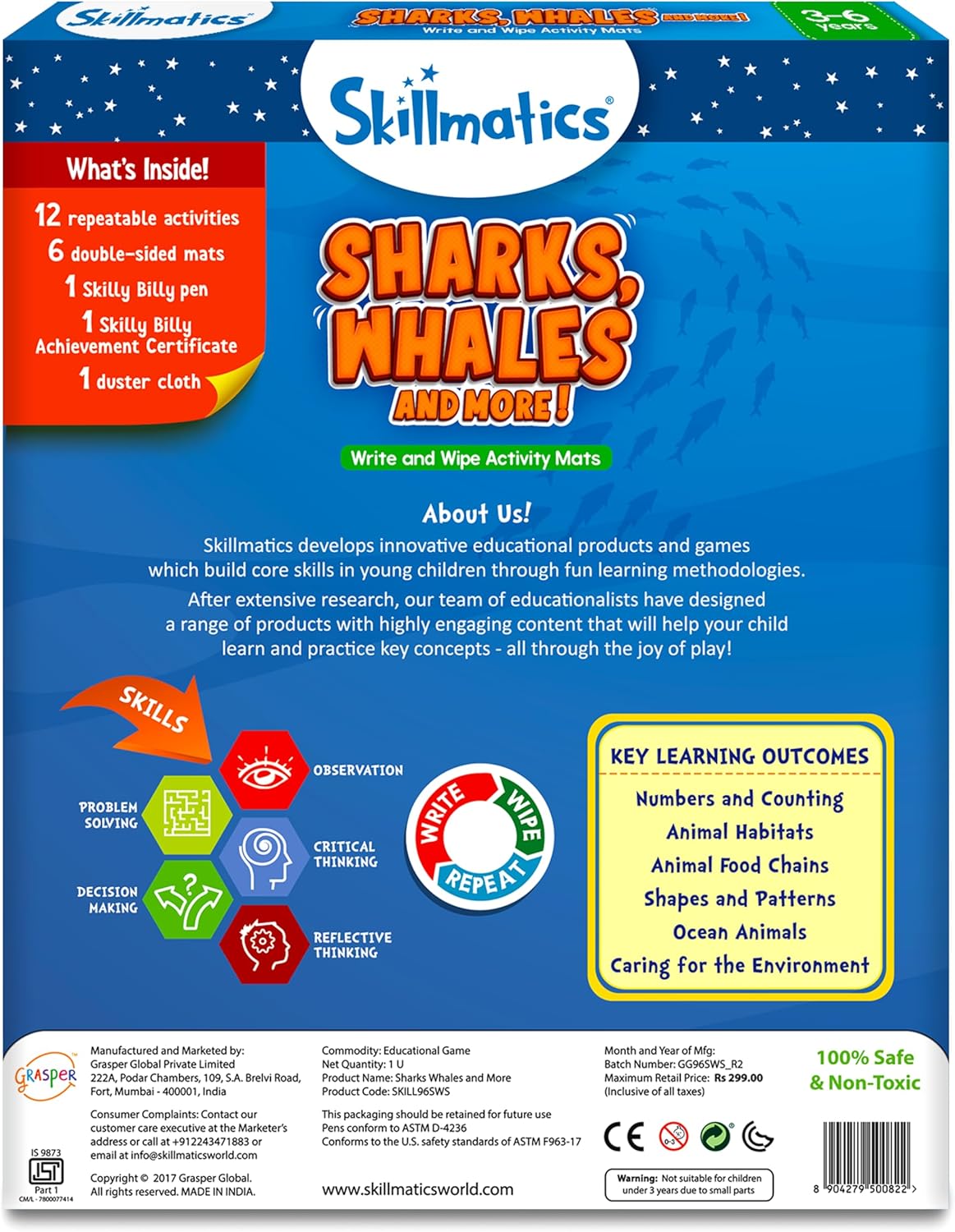 Skillmatics Educational Game - Dots & Mazes, Reusable Activity Mats with Dry Erase Marker, Gifts, Travel Toy, Ages 3 to 6
