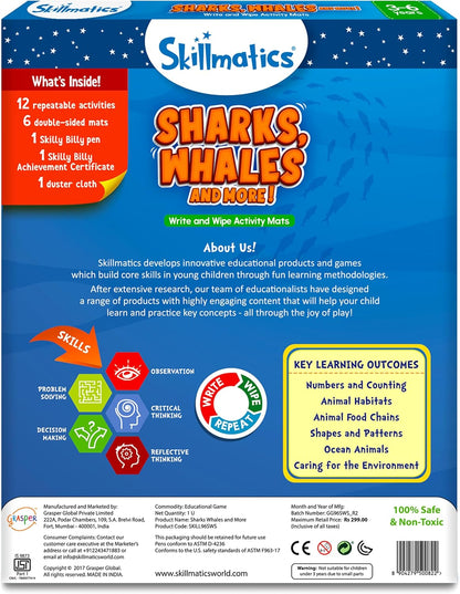 Skillmatics Educational Game - Dots & Mazes, Reusable Activity Mats with Dry Erase Marker, Gifts, Travel Toy, Ages 3 to 6
