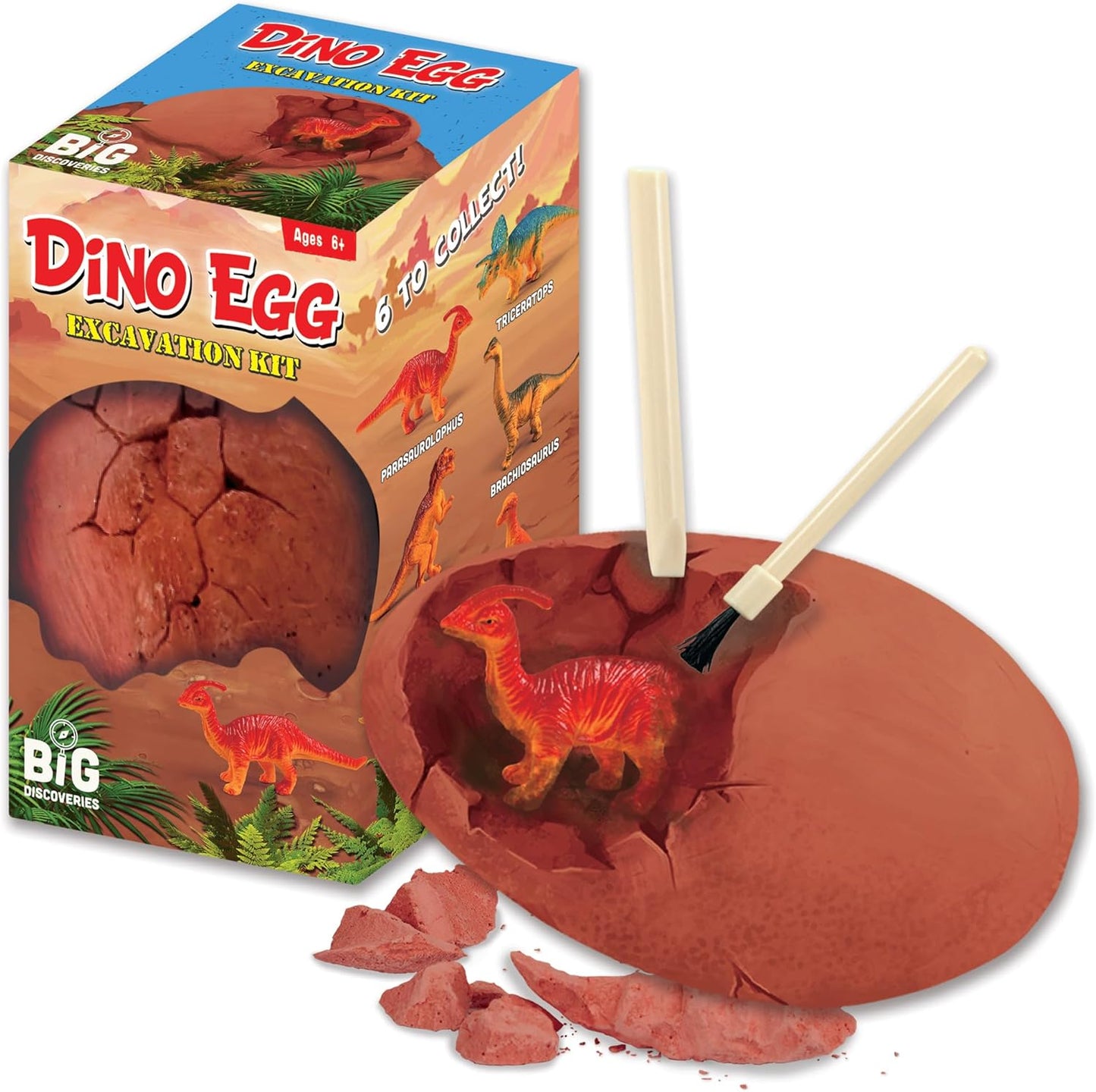 Dino Egg Excavation Kits from Big Discoveries - Discover Prehistoric Dinosaur Eggs | Interactive Fossil Archaeology Dig Kit Toy for Kids | Six Dinosaurs to Collect