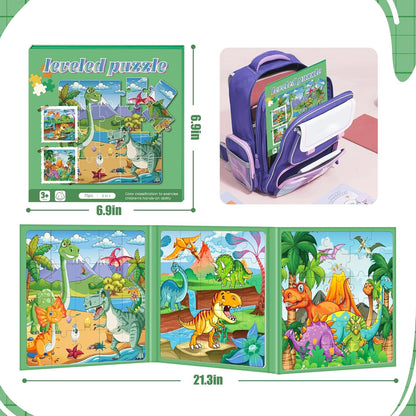 Magnetic Puzzles for Toddlers 3-5, 75-Pieces Travel Toys, Animal Jungle Puzzles Ages 4-6, Educational Learning Magnets, Road Car Trip & Airplane Activities Toys for 3 4 5 6 7 Girls Boys Gift