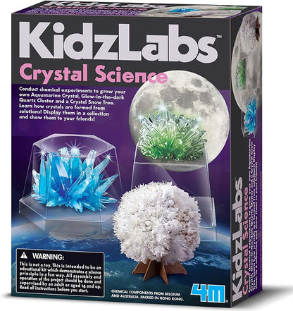 4M: KidzLabs - Crystal Science Kit - Grow 3 Unique Shaped Crystals, DIY STEM Craft, Mix Compounds & Observe Growth, Geology-Chemistry-Science, Kid 10+