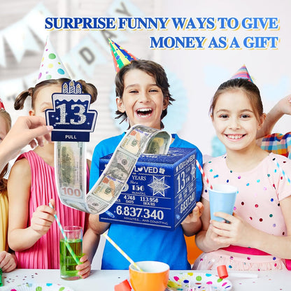 10 Happy Birthday Money Box for Cash Gift, 10th Birthday Decorations for Boys and Girls, Gifts for 10 Year Old Boy, Boy Gift Ideas, Cool Things for Teen -Blue with 100PCS Bags