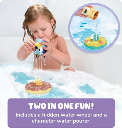 TOMY Toomies Bluey Bath Toys - Bluey's Family Pourers - Includes Chilli, Bandit, Bingo and Bluey Figures - Nesting and Stacking Cups for Bath, Beach or Pool - 4 Count - Ages 18 Months and Up