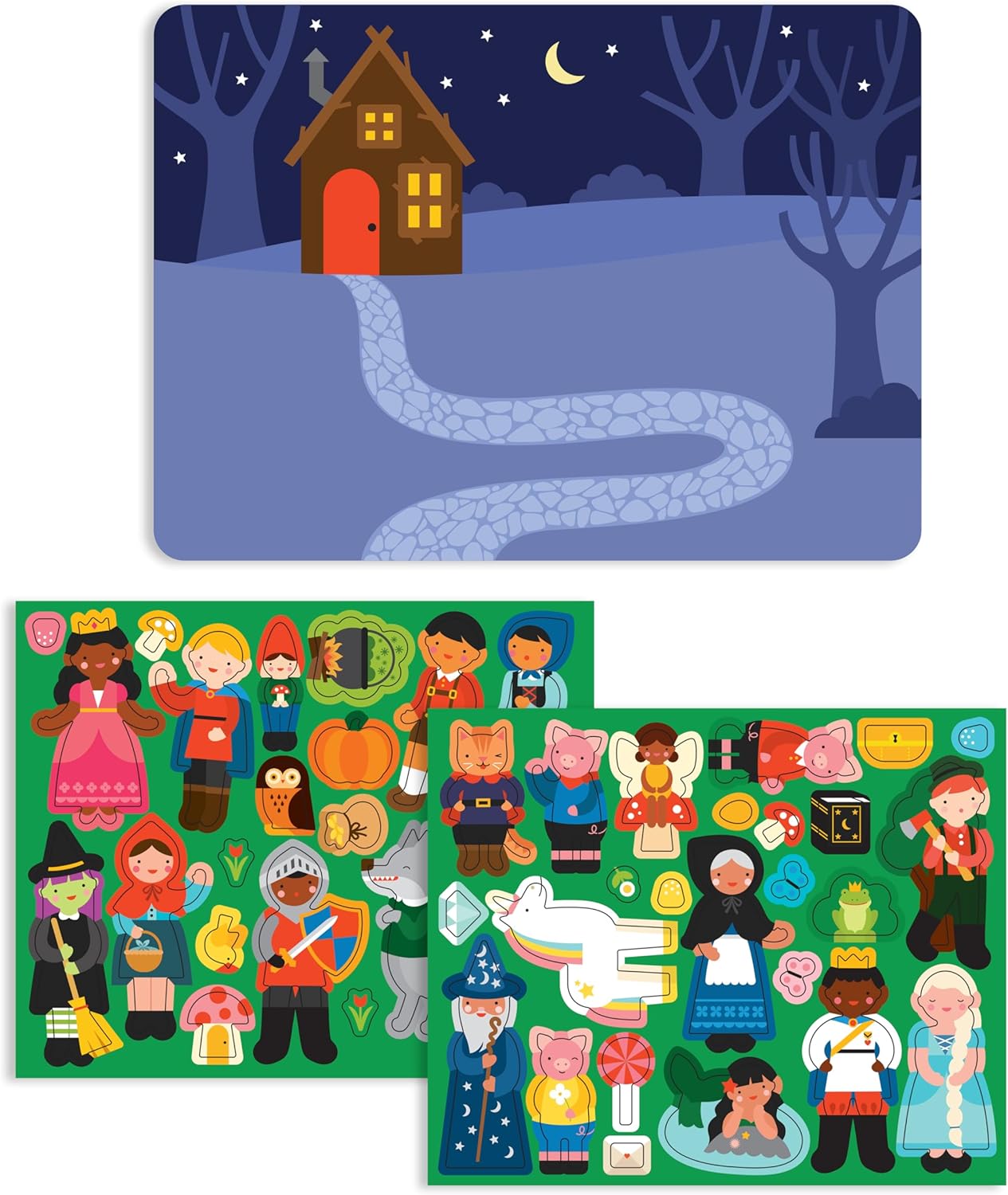 Petit Collage: Animal Friends Magnetic Game Board with Mix & Match, Ideal for Ages 3+, Includes Mag Play Scene Treehouse Party, 74 Count
