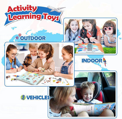 Toys for 3-8, Geography Busy Book Sensory Toys for Boys 3-6 Educational Toy for Kids Boy 4-9 Preschool Learning Activities Homeschool Birthday Gift for Girls and Boys Ages 5-7