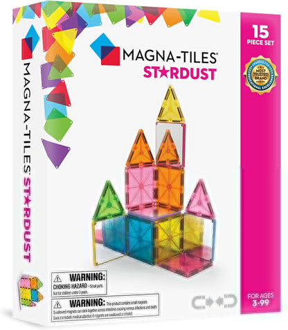 MAGNA-TILES Stardust 15-Piece Magnetic Construction Set, The ORIGINAL Magnetic Building Brand, 3-99 Years with 4 Mirrored Squares