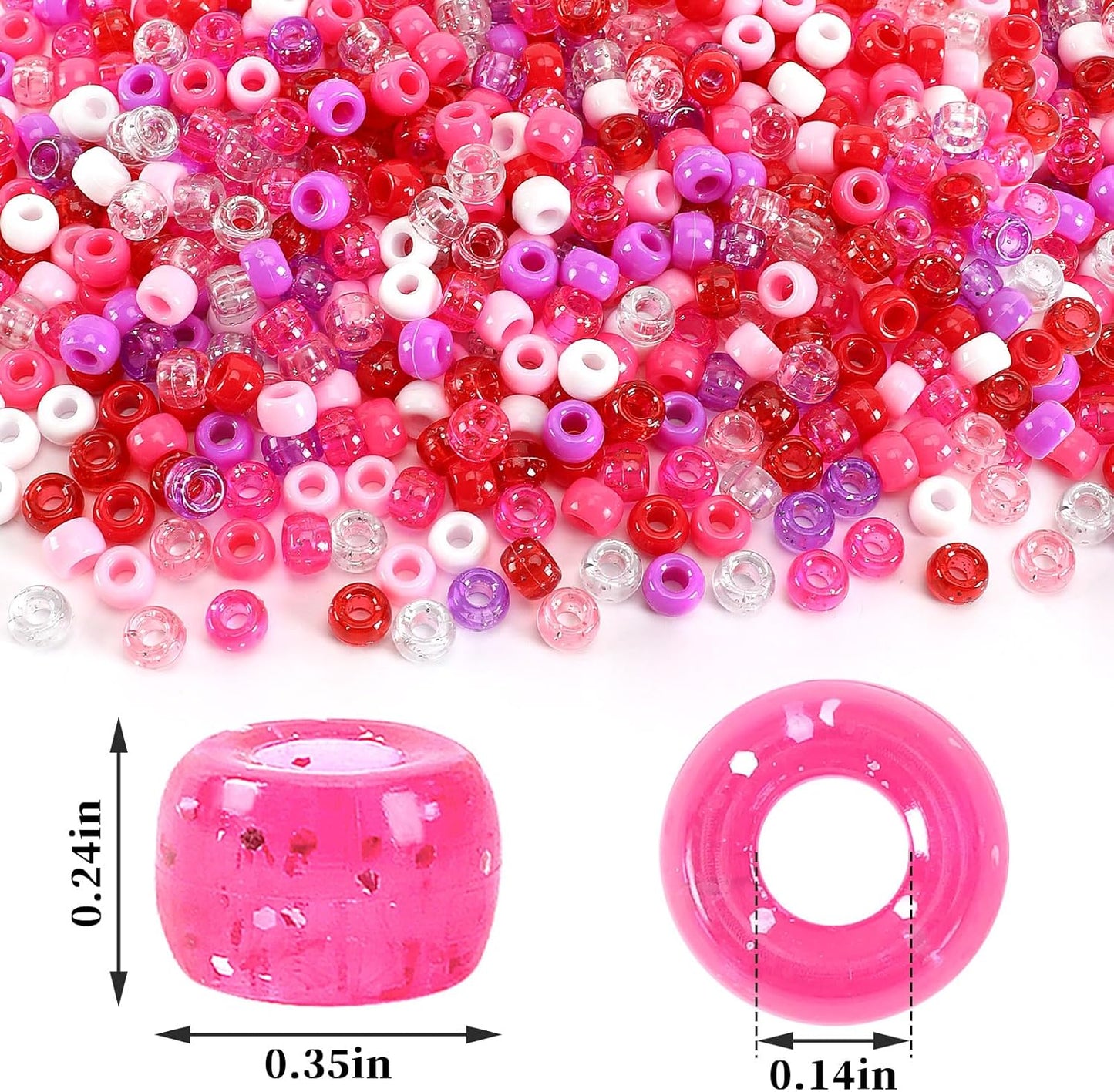 UPINS 1200Pcs Christmas Pony Beads Friendship Plastic Small Hair Beads Red Green White Pony Beads for Necklace Supplies (Christmas)