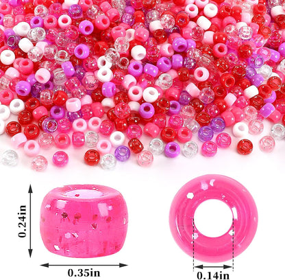 UPINS 1200Pcs Christmas Pony Beads Friendship Plastic Small Hair Beads Red Green White Pony Beads for Necklace Supplies (Christmas)